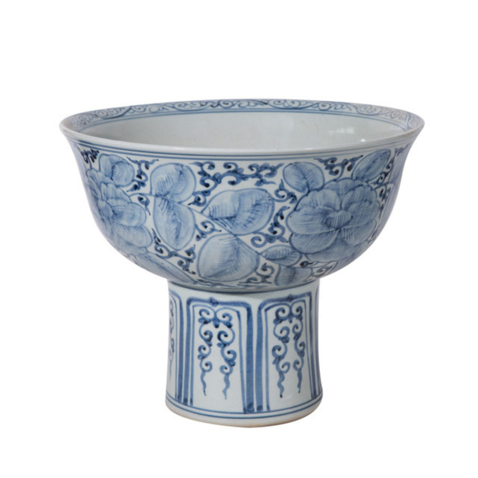 Blue & White Peony Serving Bowl