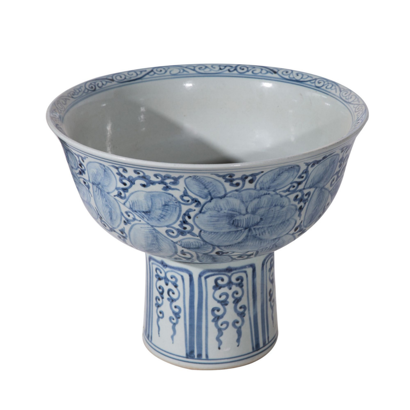 Blue & White Peony Serving Bowl