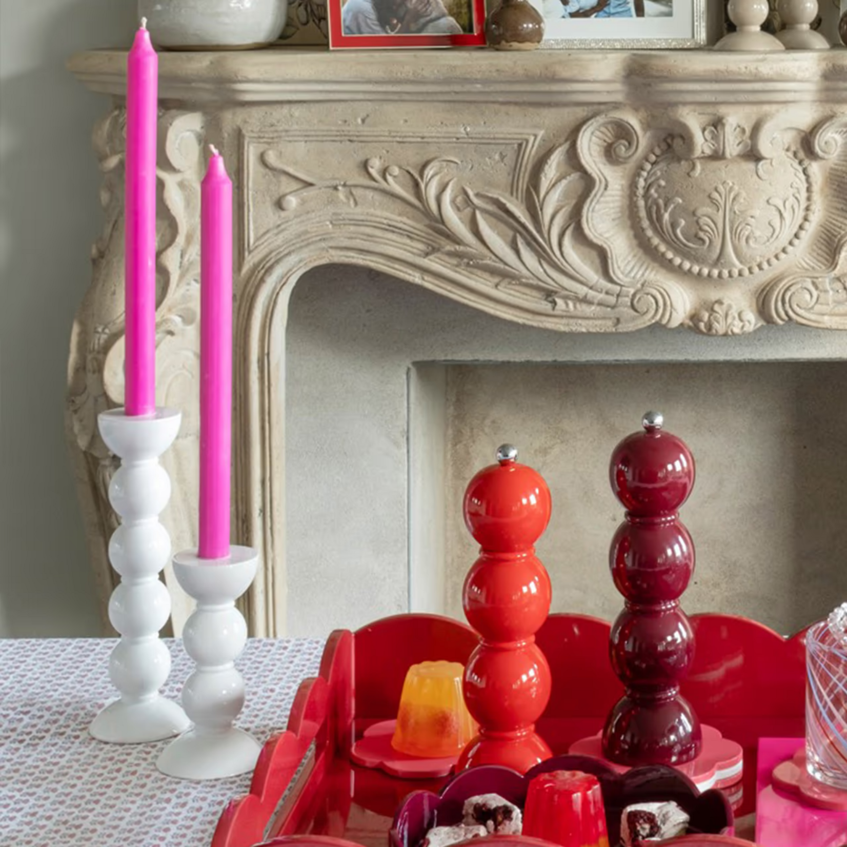 Addison Ross Tall White Bobbin Candlestick