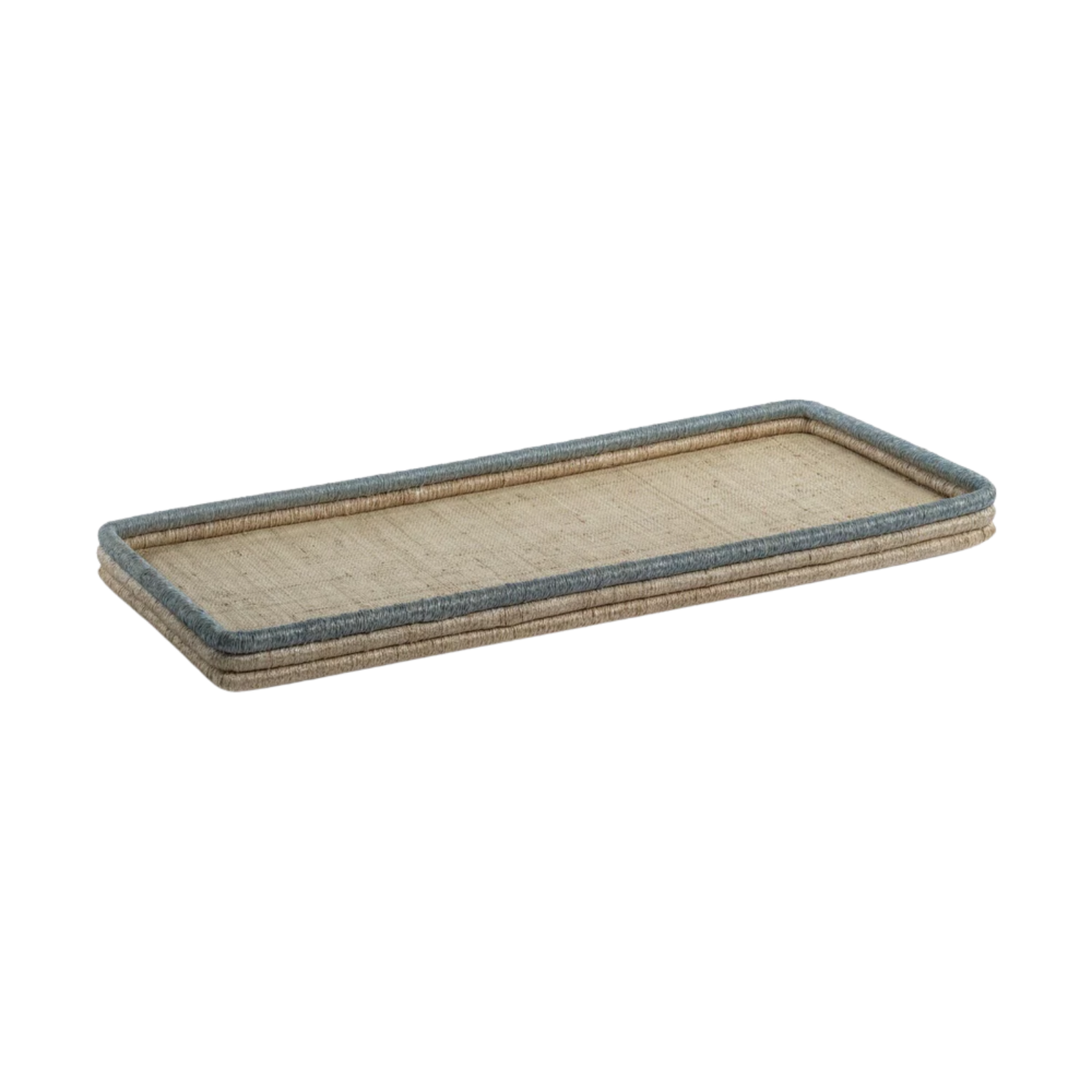La Cote Coiled Rattan Abaca Rectangular Serving Tray