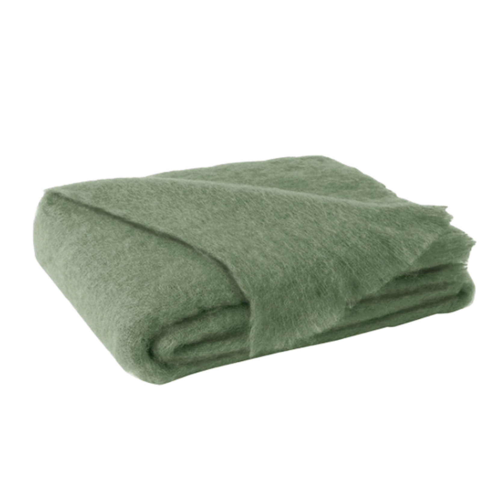 Olive Brushed Mohair Throw