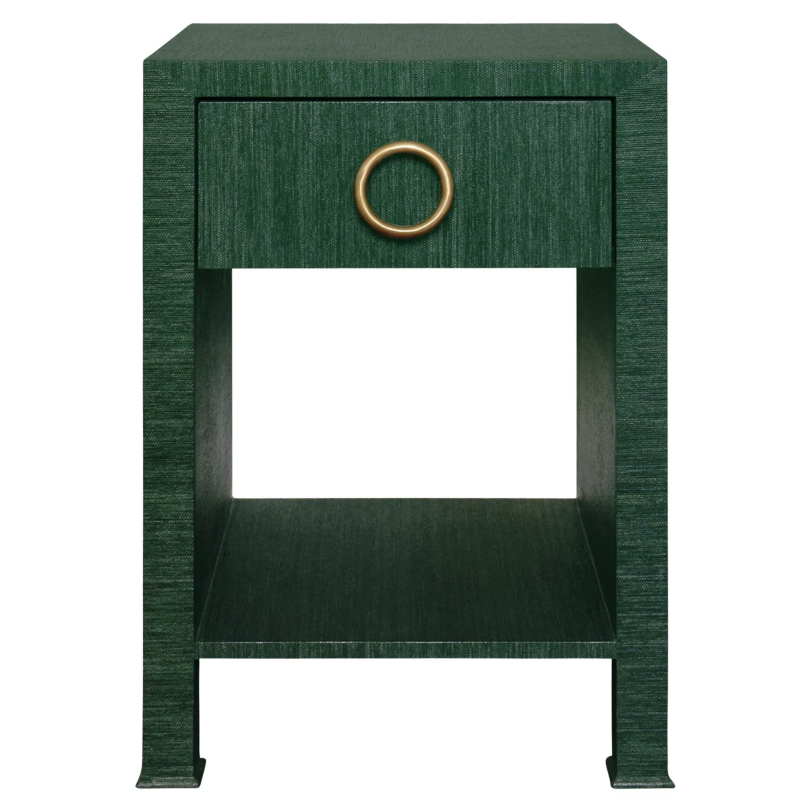 Green Grasscloth Side Table