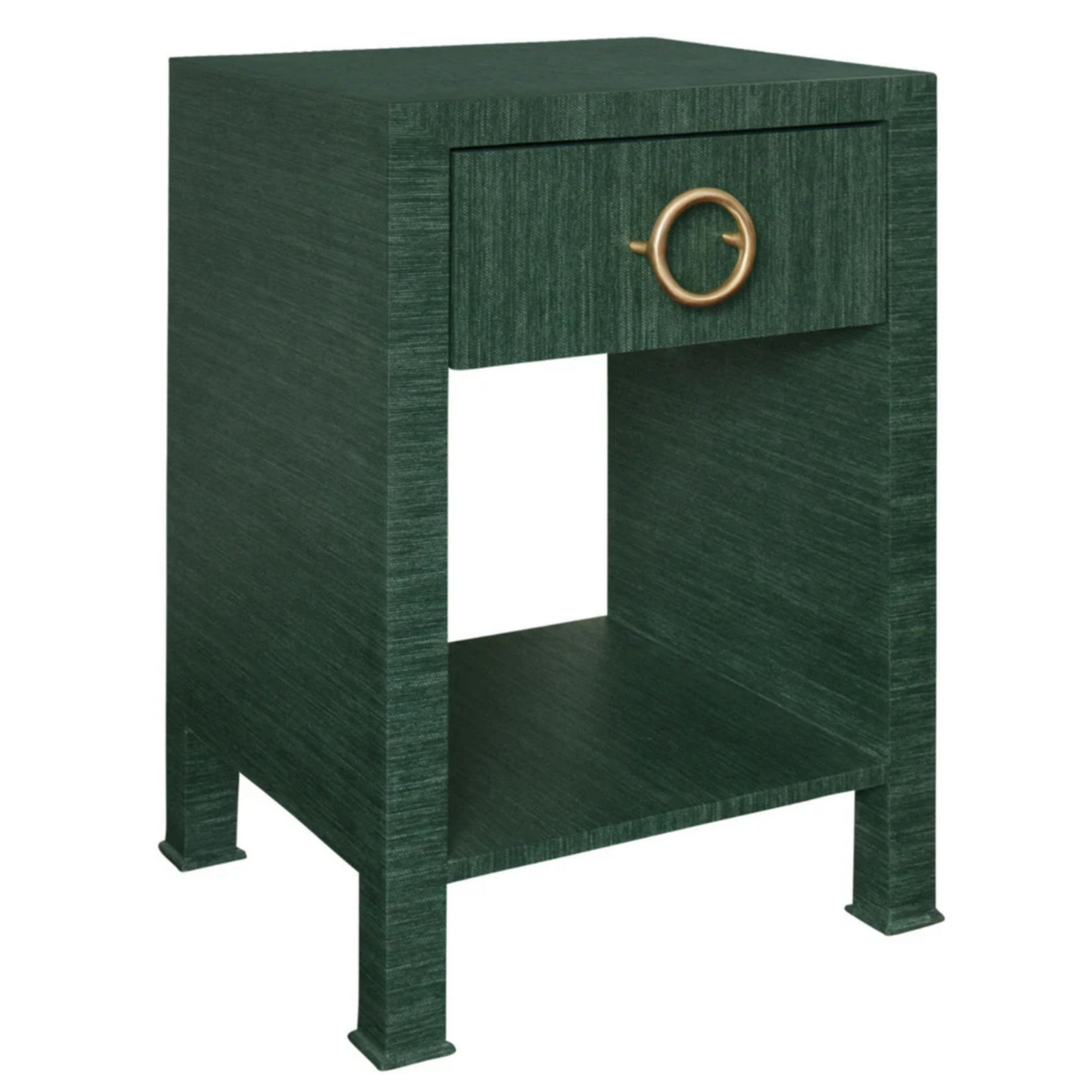 Green Grasscloth Side Table