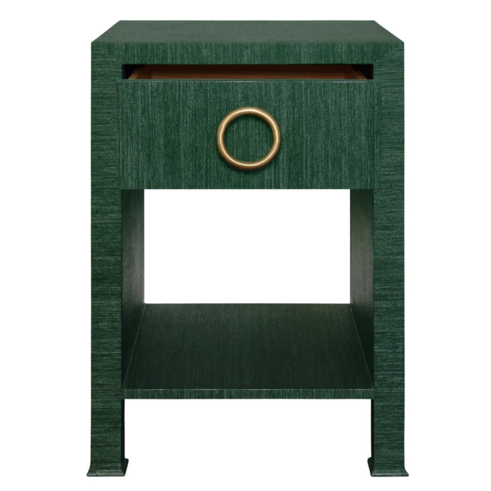 Green Grasscloth Side Table