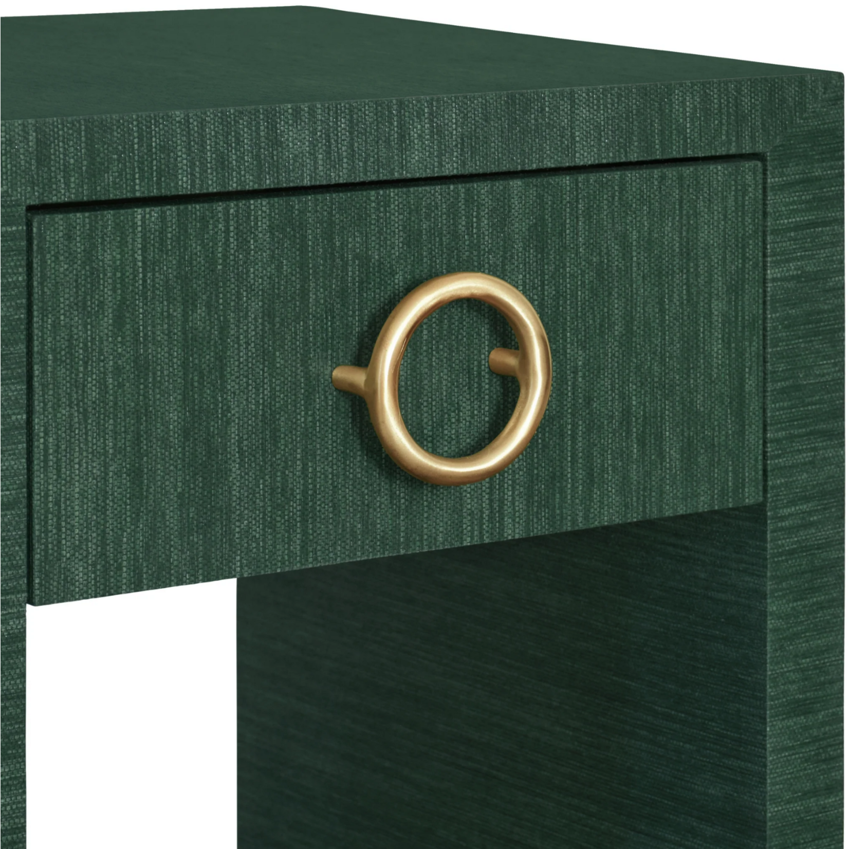 Green Grasscloth Side Table