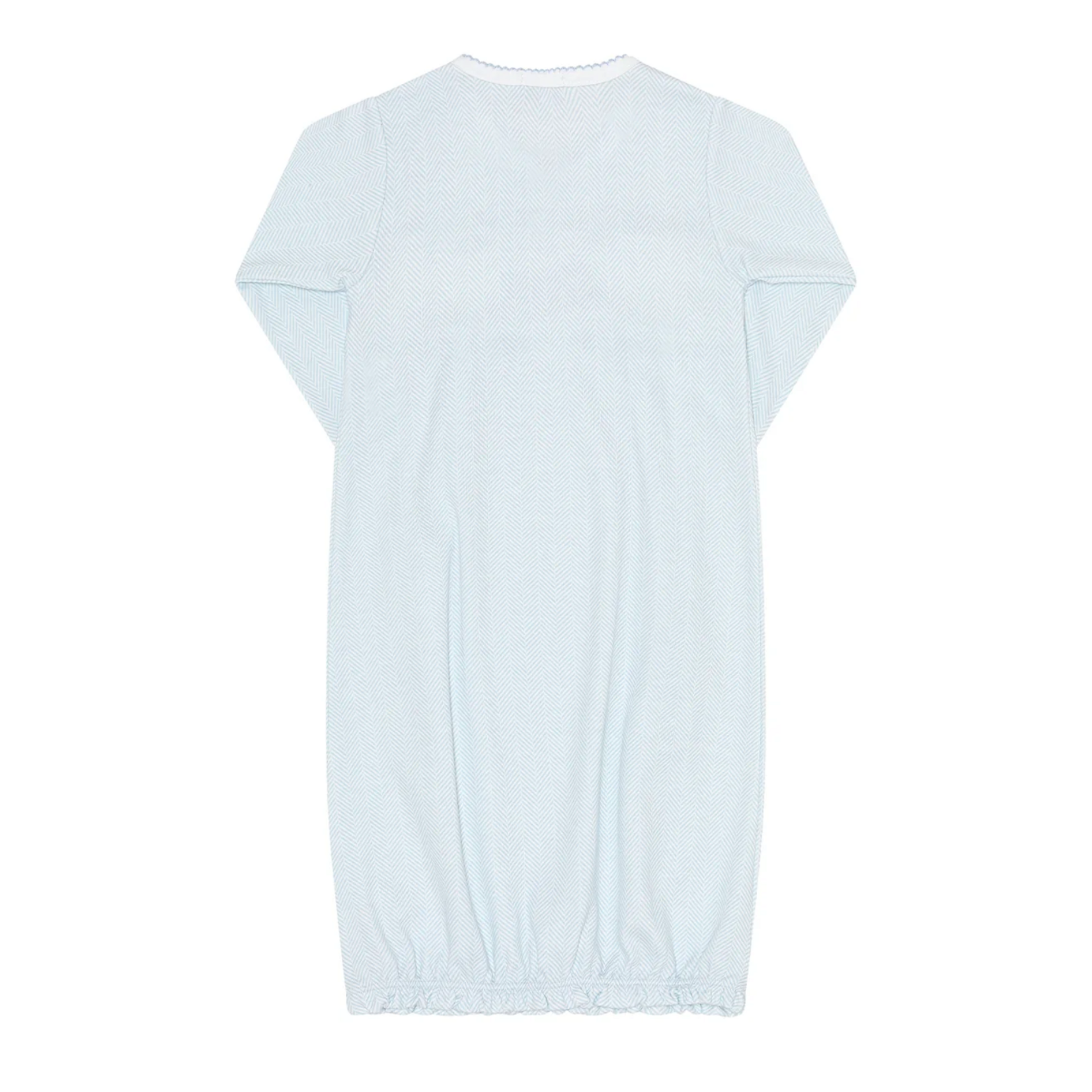 Blue Herringbone Embroidered Train Gown