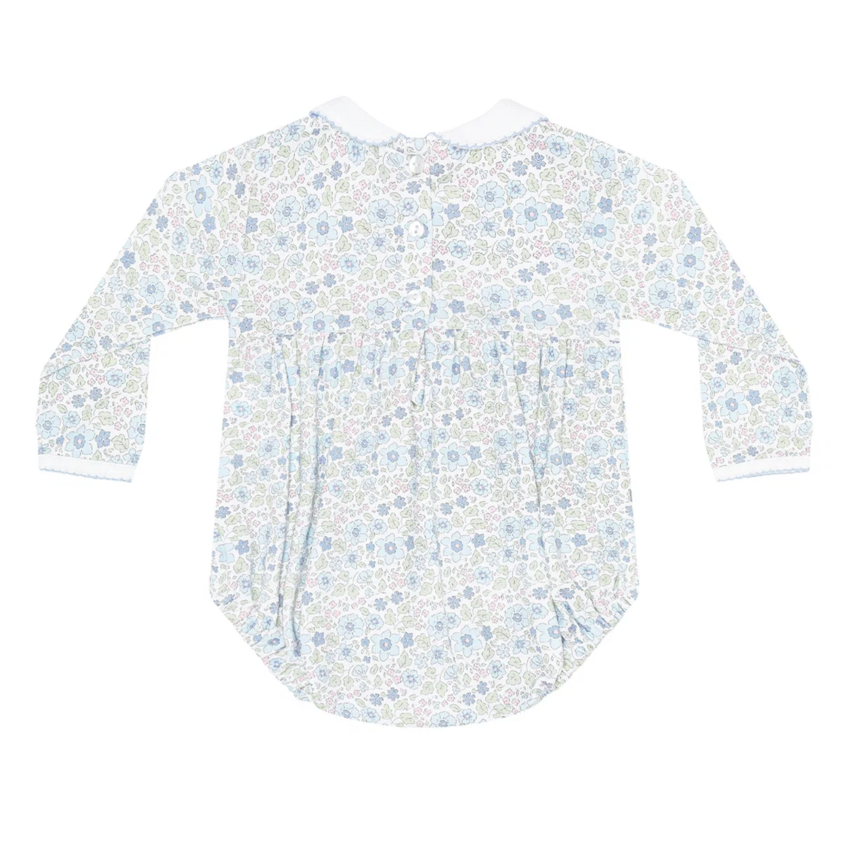 Blue Meadow Smocked Long Sleeve Bubble Blue