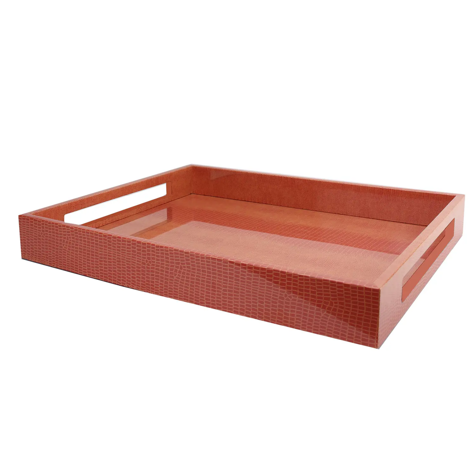 Addison Ross Addison Ross Lacquered Serving Tray 16x14 - Orange Croc