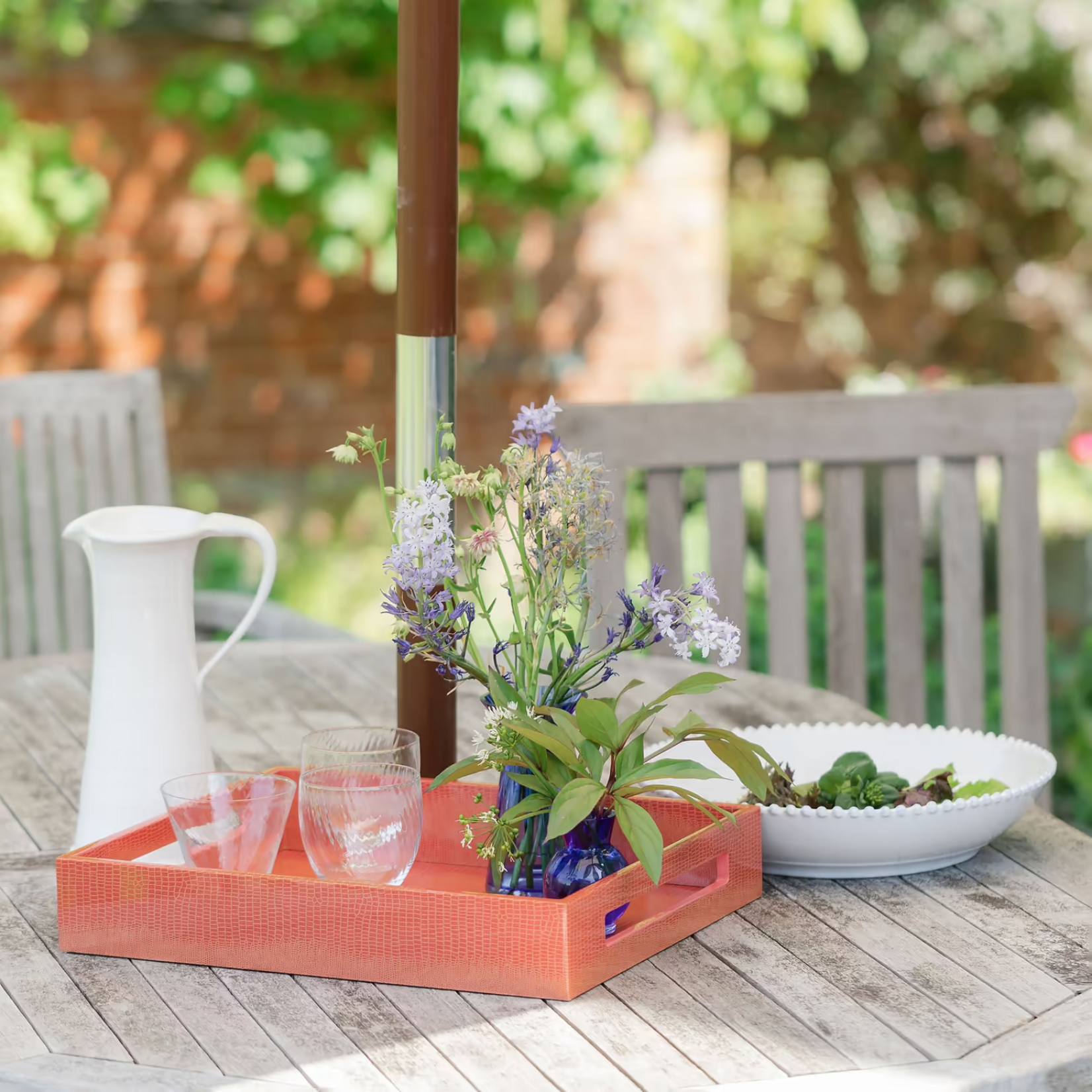 Addison Ross Addison Ross Lacquered Serving Tray 16x14 - Orange Croc