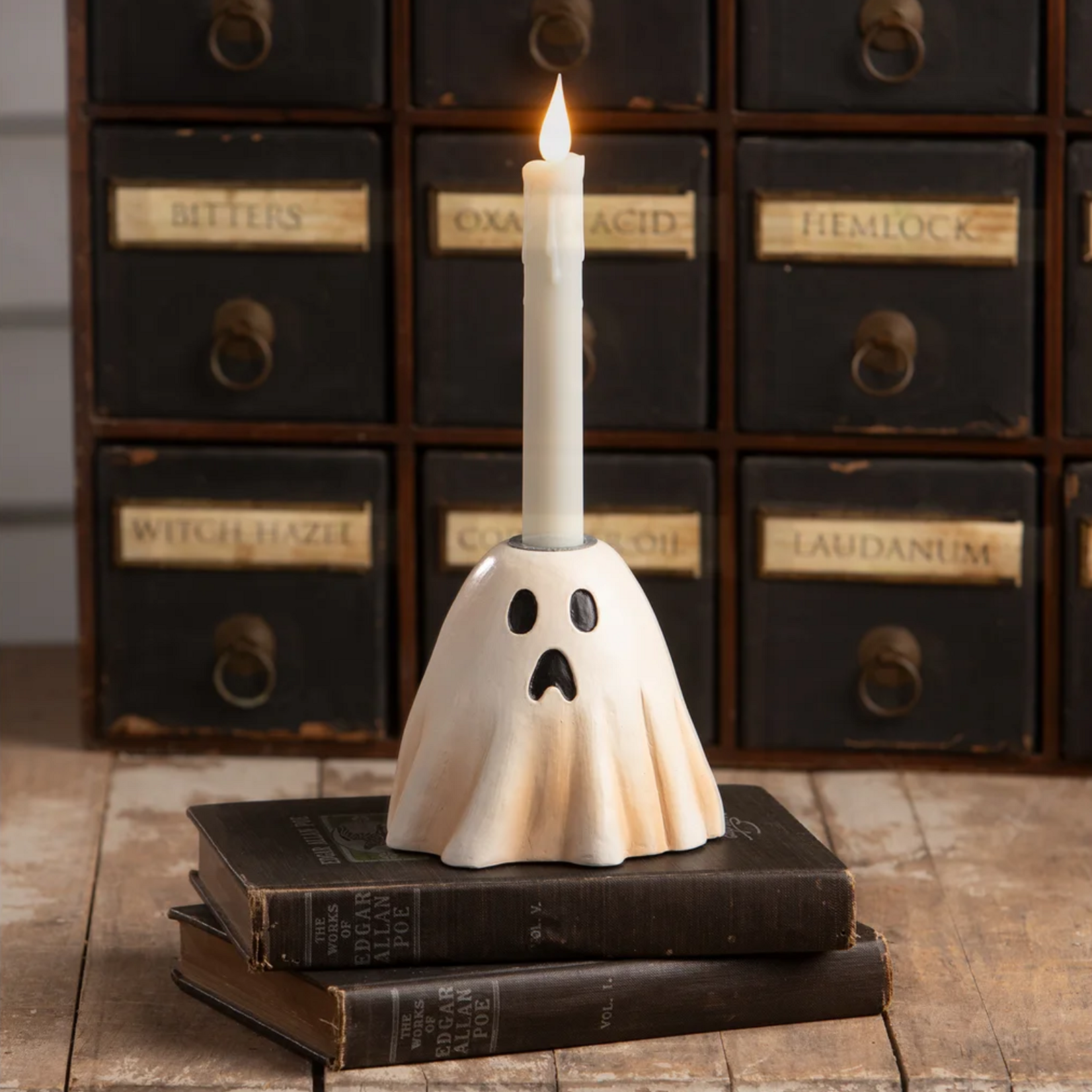Bethany Lowe Designs Scared Ghost Candlestick