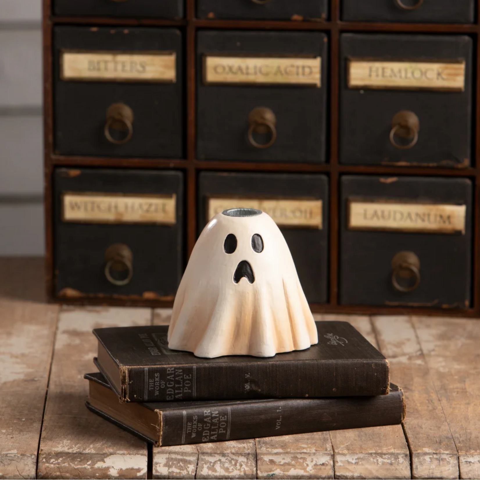 Bethany Lowe Designs Scared Ghost Candlestick