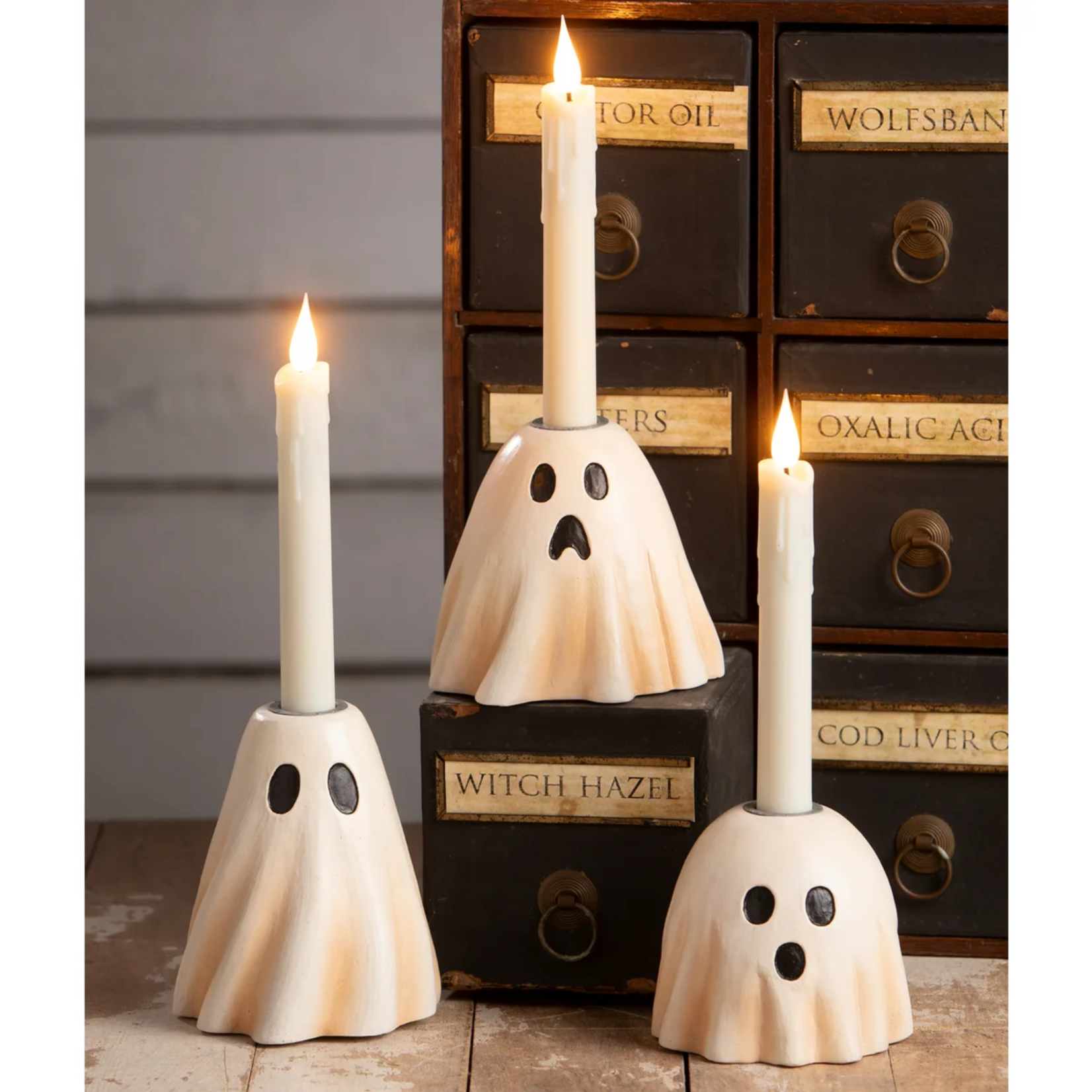 Bethany Lowe Designs Scared Ghost Candlestick