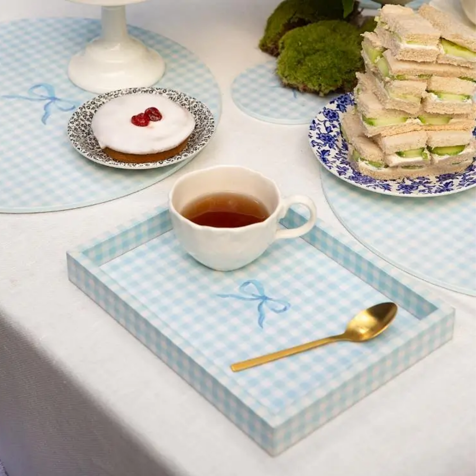 Addison Ross Addison Ross Small Gingham Tray Blue