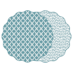Scallop Two-Sided Round Cotton & Quill Trellis Placemat Set of 2 - Blue