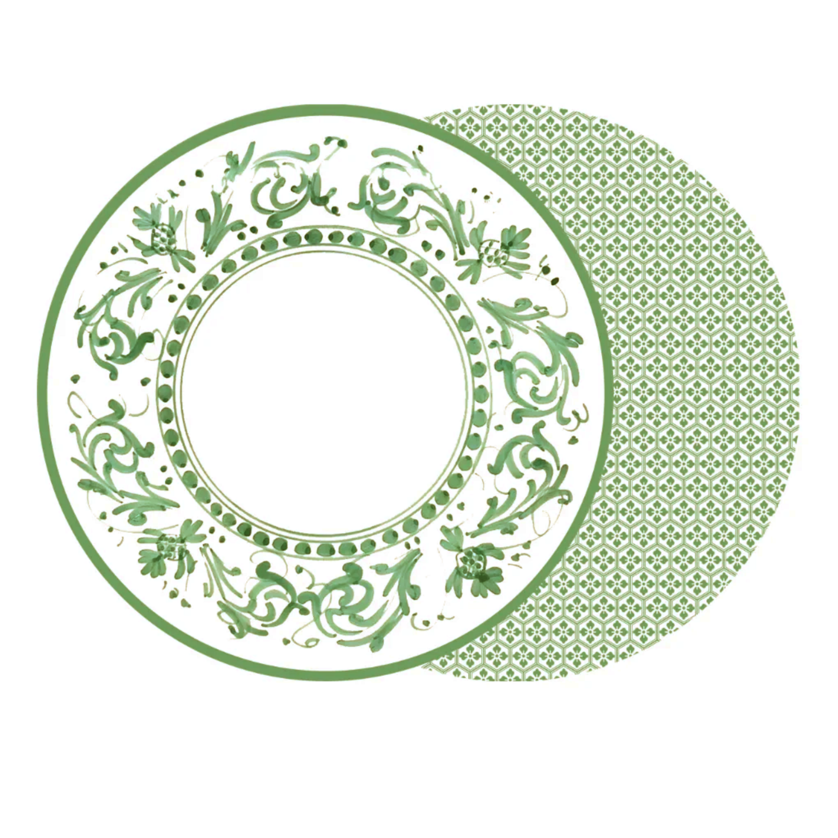 Round Two-Sided Florentine Placemat Set of Two - Lettuce