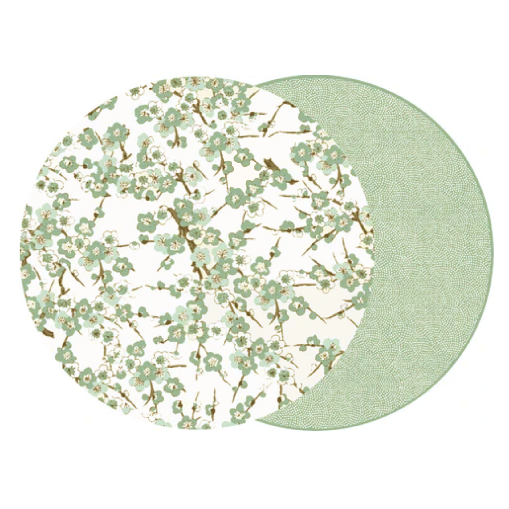 Round Two-Sided Blossom Placemat Set of 2 - Green