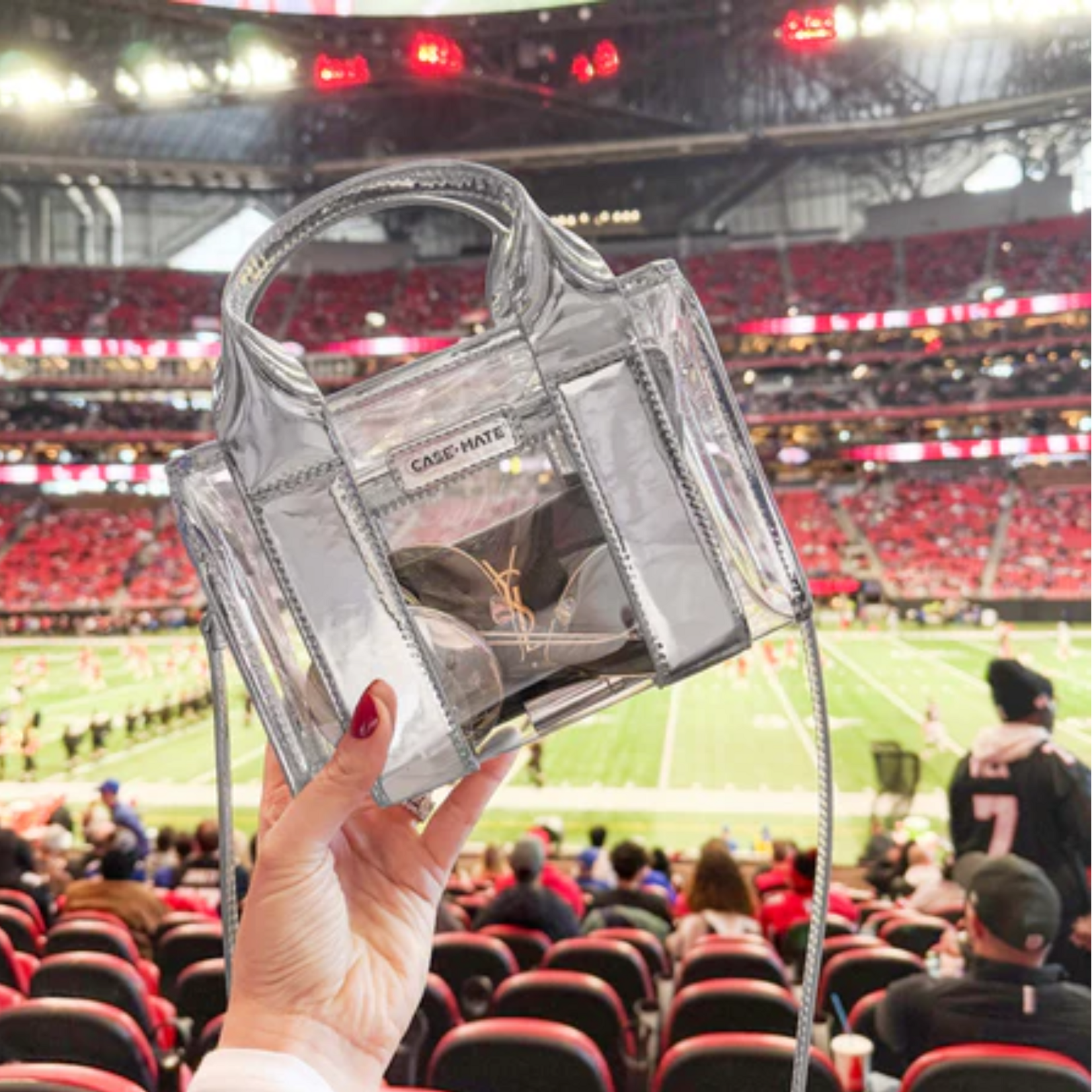 Case Mate Jelly Stadium Tote with Strap - Silver Chrome Clear