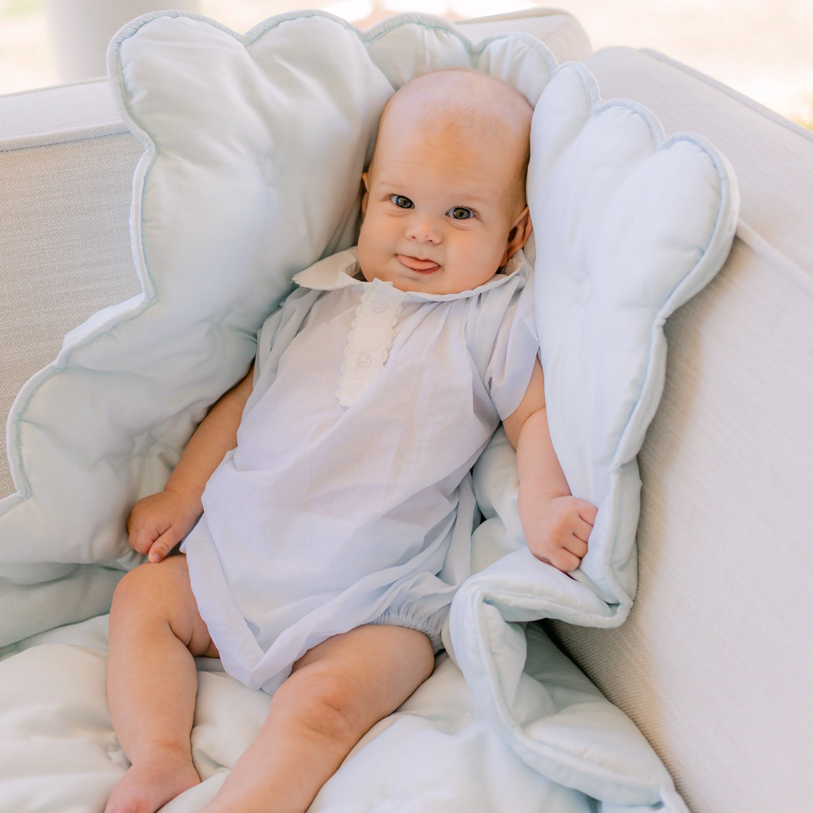 Hearts and Stars Quilted Satin Baby Blanket Blue