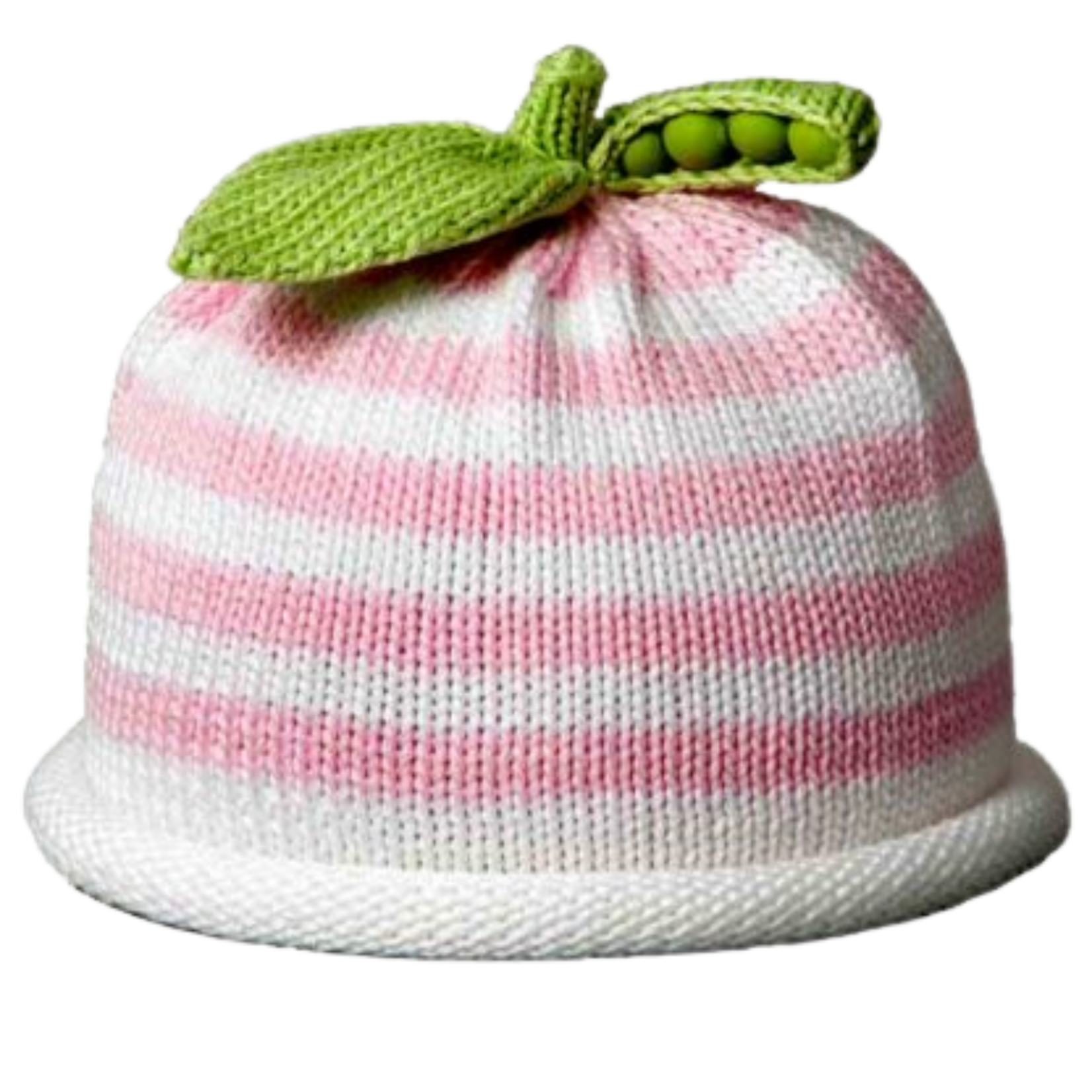 Margareta Horn Pink & White Striped Sweet Pea Knit Hat - 3-6 months