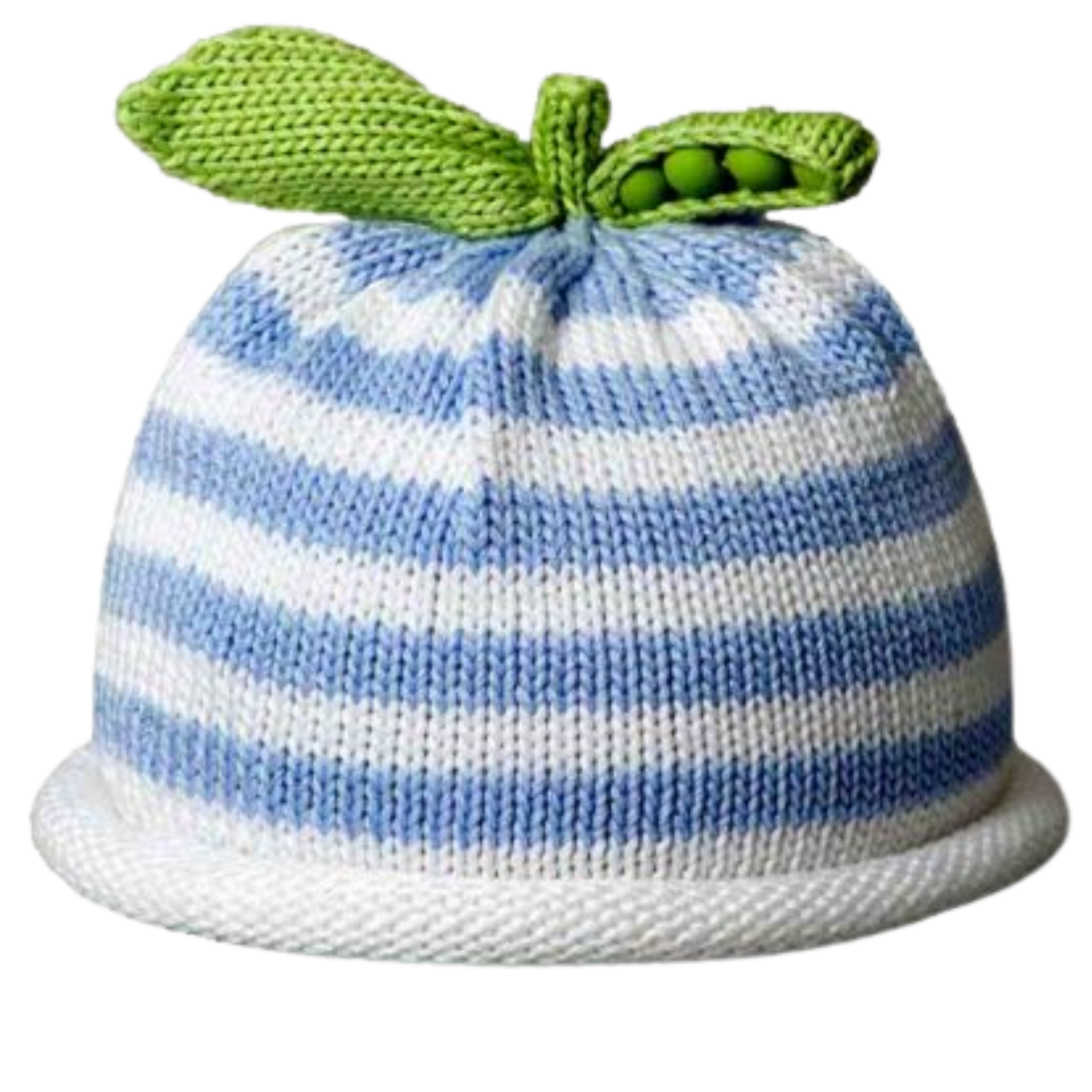 Margareta Horn Blue & White Striped Sweet Pea Knit Hat - 3-6 months