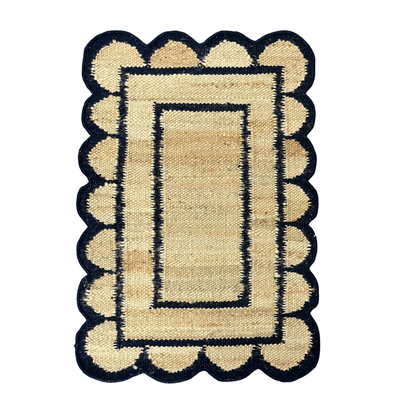 Wool and Jute Scalloped Rug - 2'x3' (Additional Colors Available)