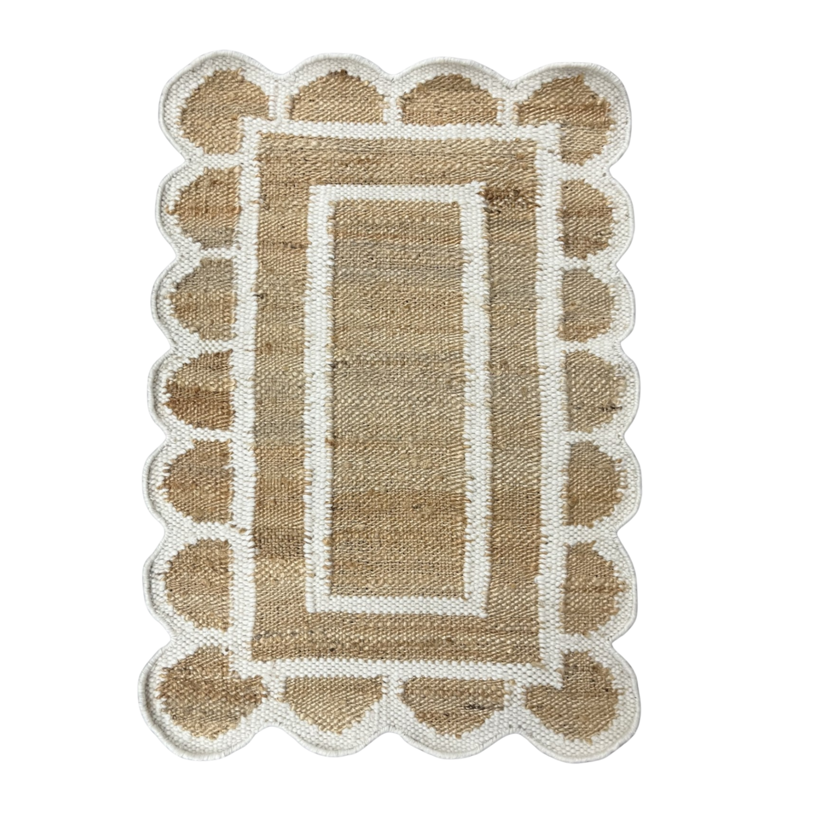 Wool and Jute Scalloped Rug - 2'x3' (Additional Colors Available)