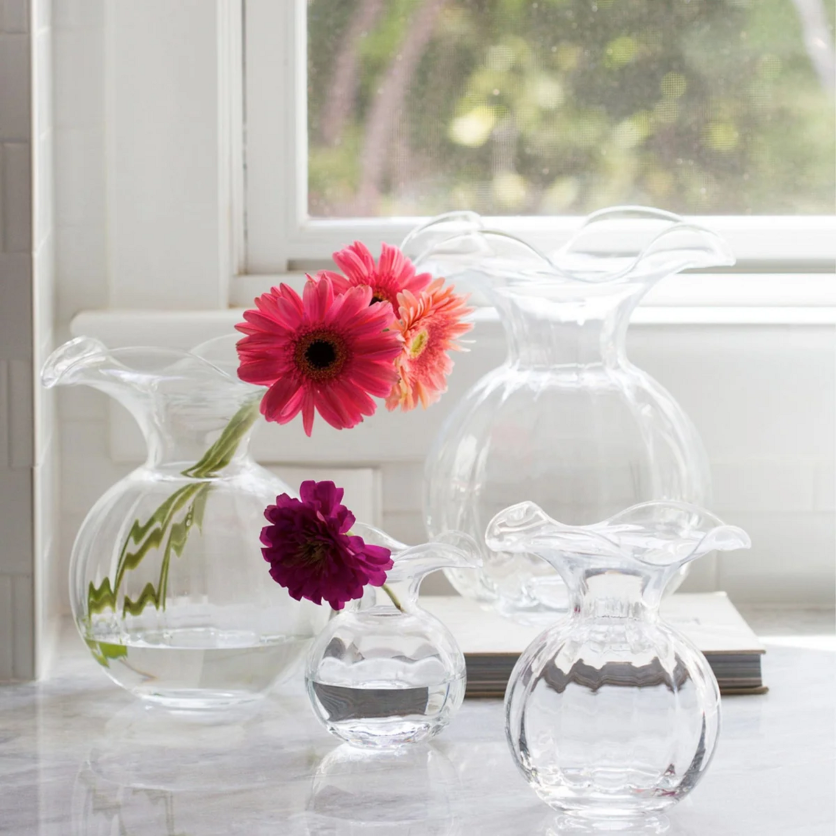 Vietri Vietri Hibiscus Glass Clear Medium Fluted Vase