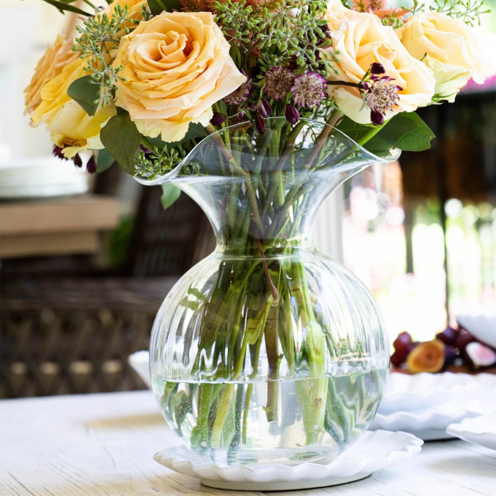 Vietri Vietri Hibiscus Glass Clear Medium Fluted Vase