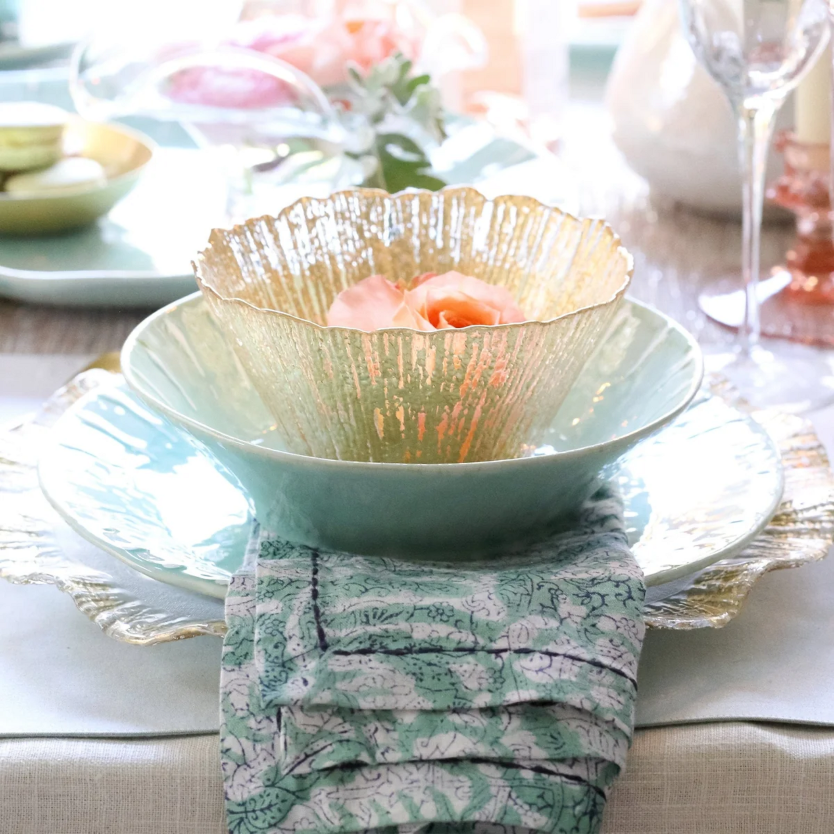 Vietri Vietri Rufolo Glass Gold Small Deep Bowl
