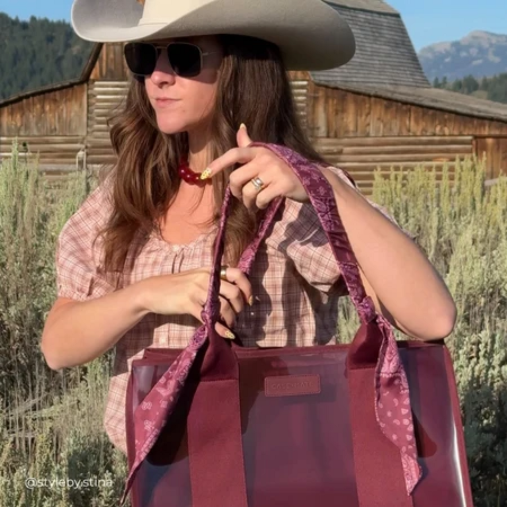 Case Mate Jelly Tote with Phone Pouch Mulberry Twilly Scarf