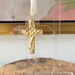 Debra Hewitt Cross with Flower Ornament
