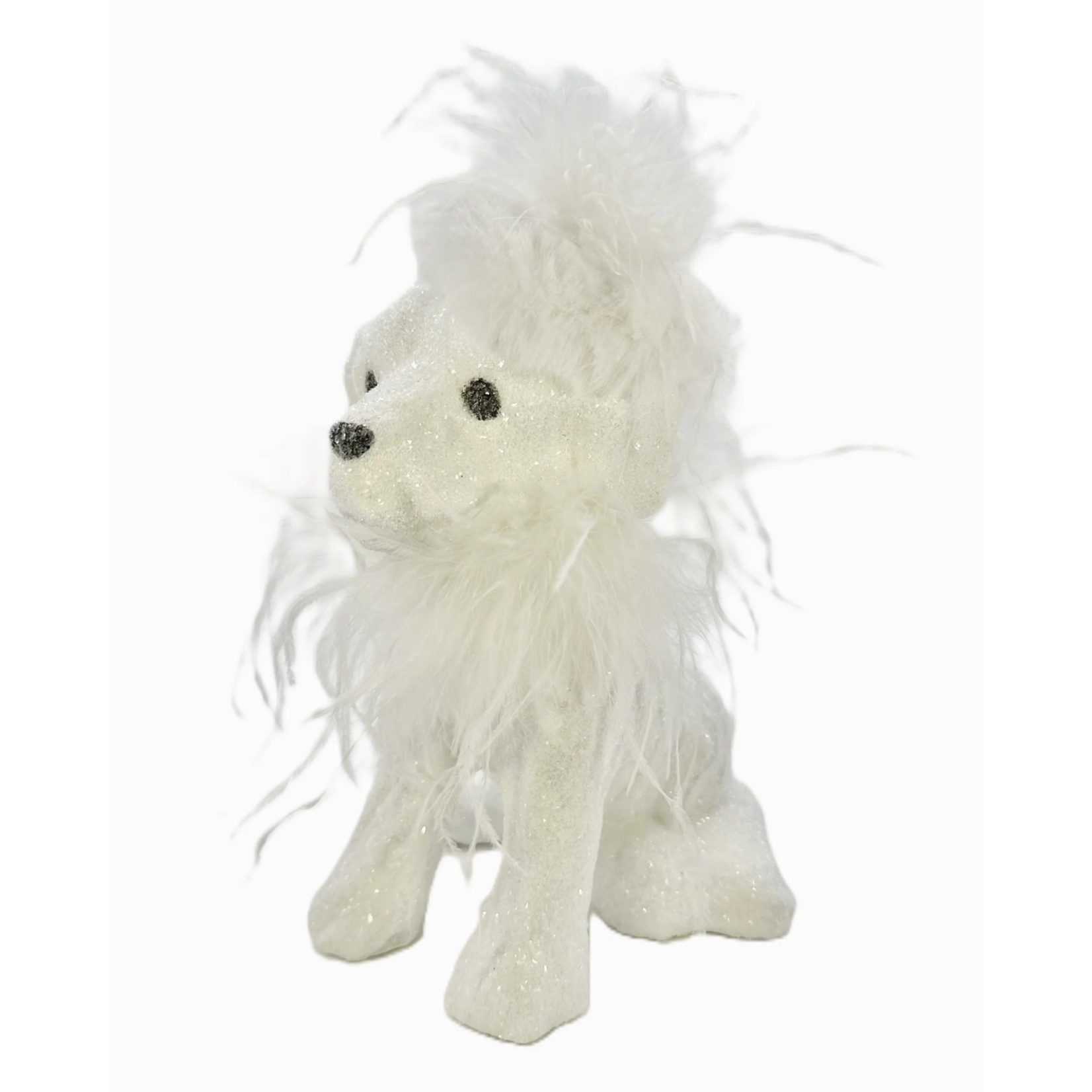 Spike Dog with Hat & Boa - White, Ostrich Feathers
