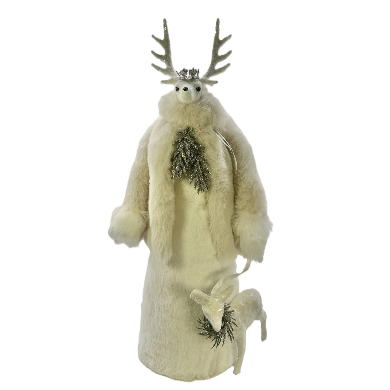 Brigette with Deer - Ivory, Mushroom Fur