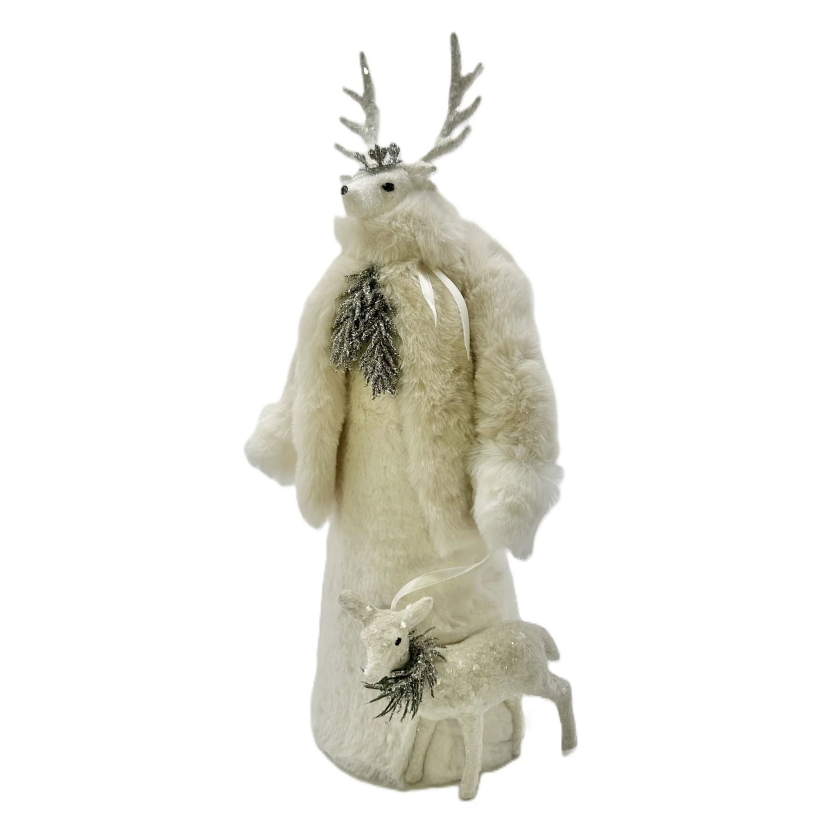 Brigette with Deer - Ivory, Mushroom Fur