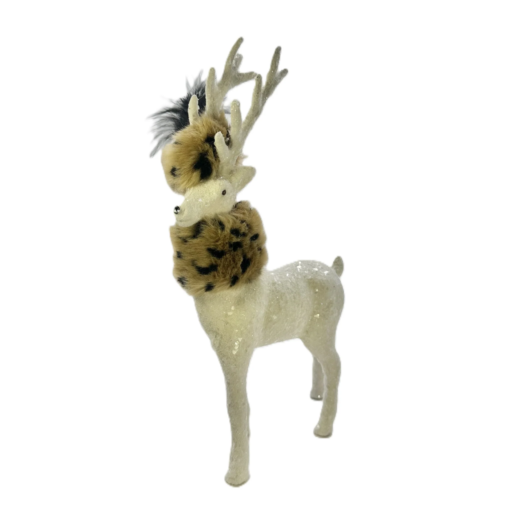 Prancer with Scarf - Cream, Leopard Fur