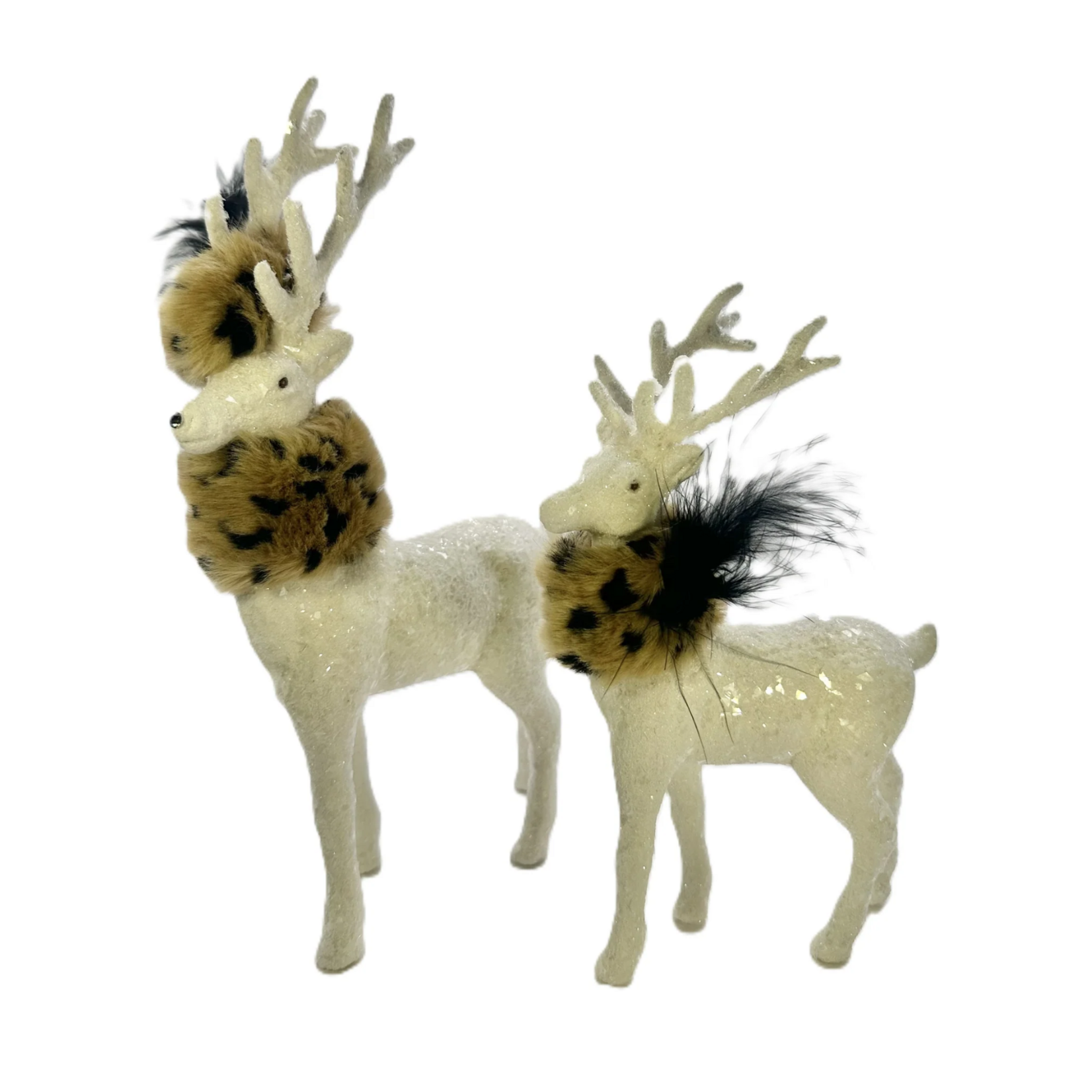 Prancer with Scarf - Cream, Leopard Fur