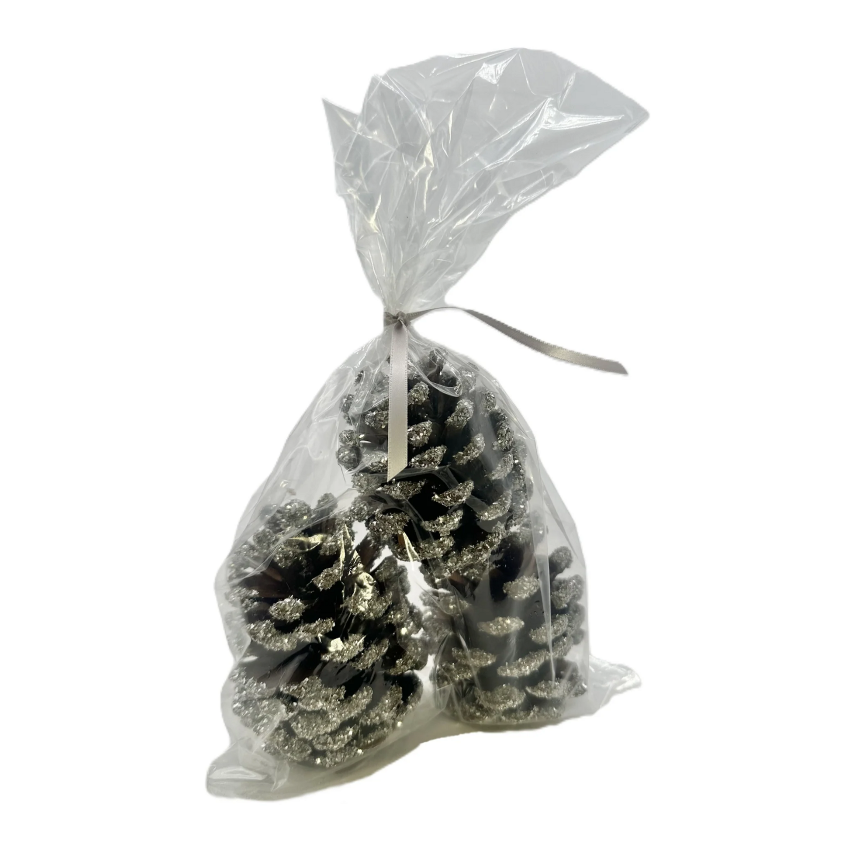 Decorative Pinecones, Bag of 3 - Small, Silver