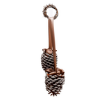Double Hanging Pinecones - Silver, Chocolate Ribbon