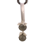 Double Hanging Jingle Bells - Silver, Cream Ribbon
