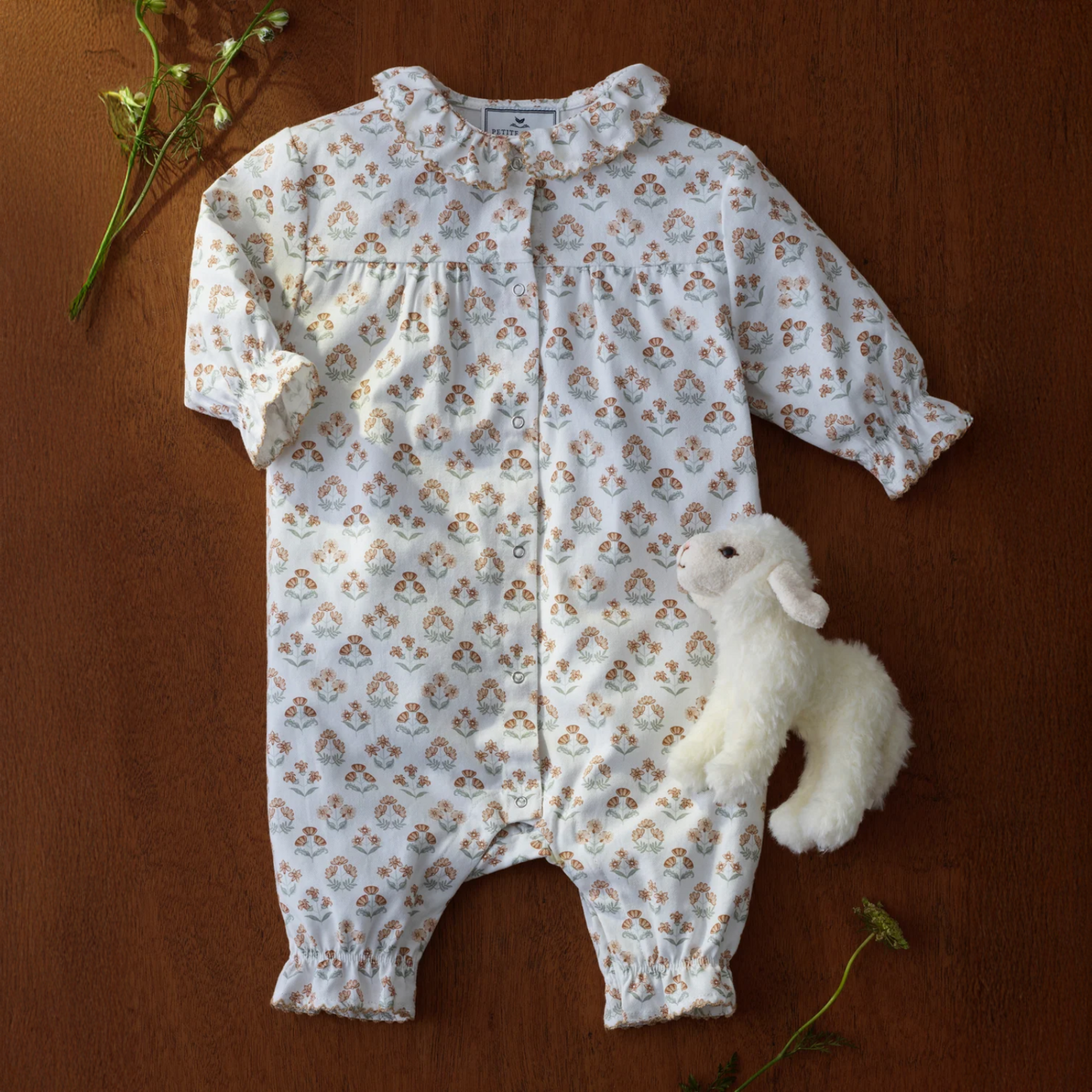 Petite Plume Baby Twill Madeline Romper Estate Garden