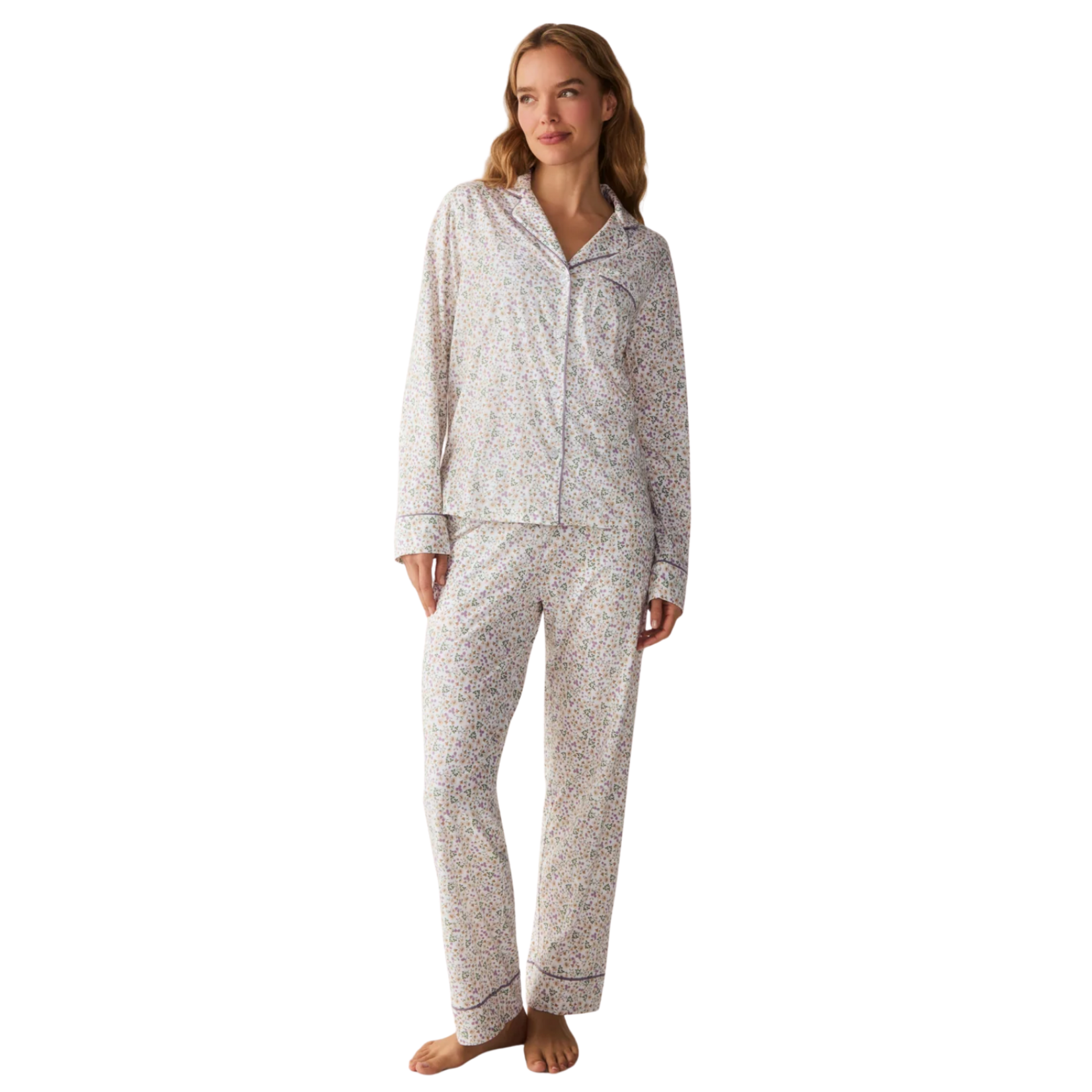 Petite Plume Women's Pima Pajama Set Meadow Bloom