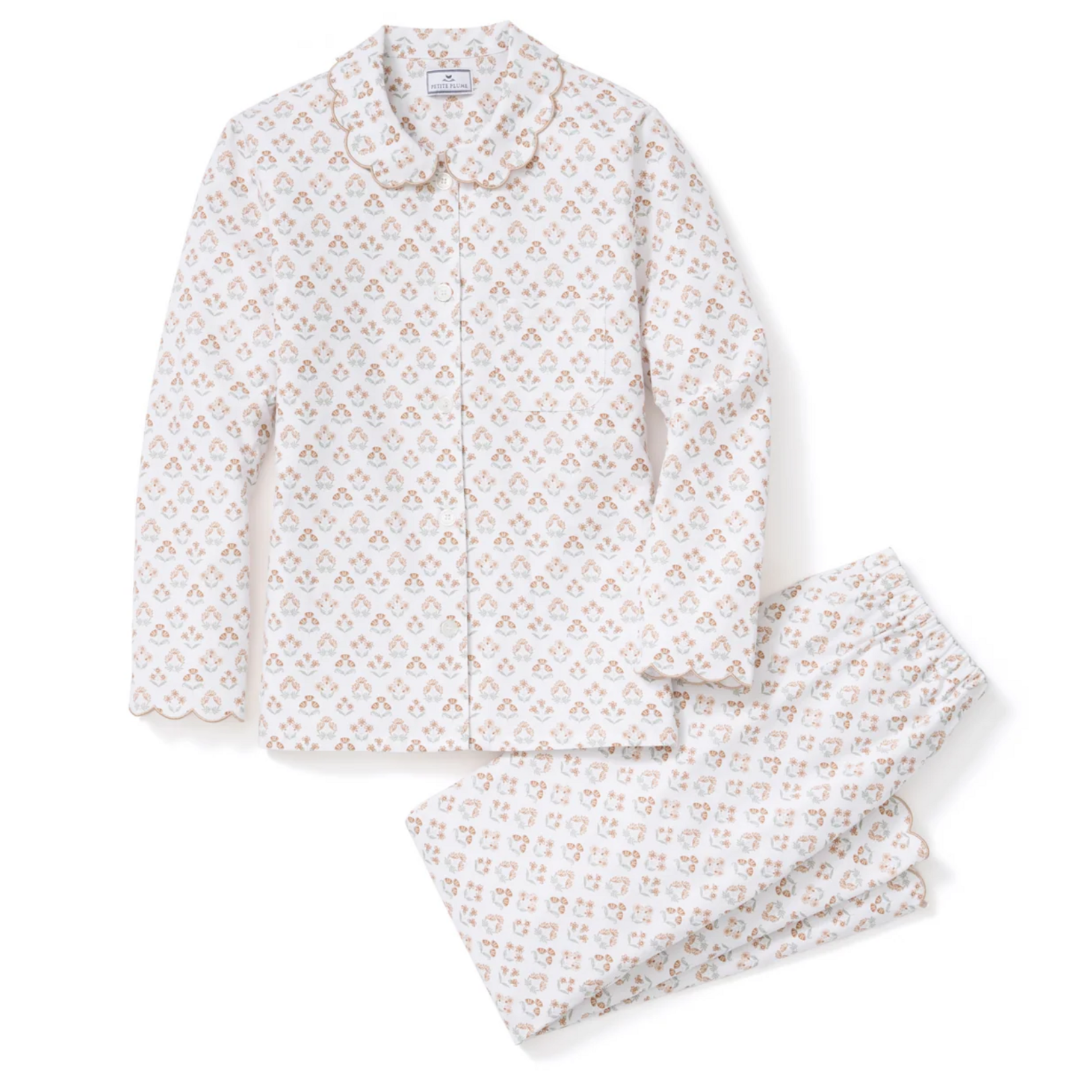 Petite Plume Women's Twill Colette Pajama Set Estate Garden