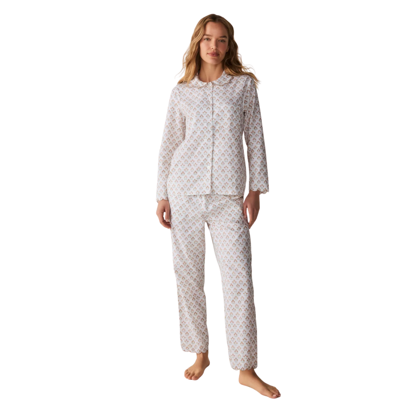 Petite Plume Women's Twill Colette Pajama Set Estate Garden