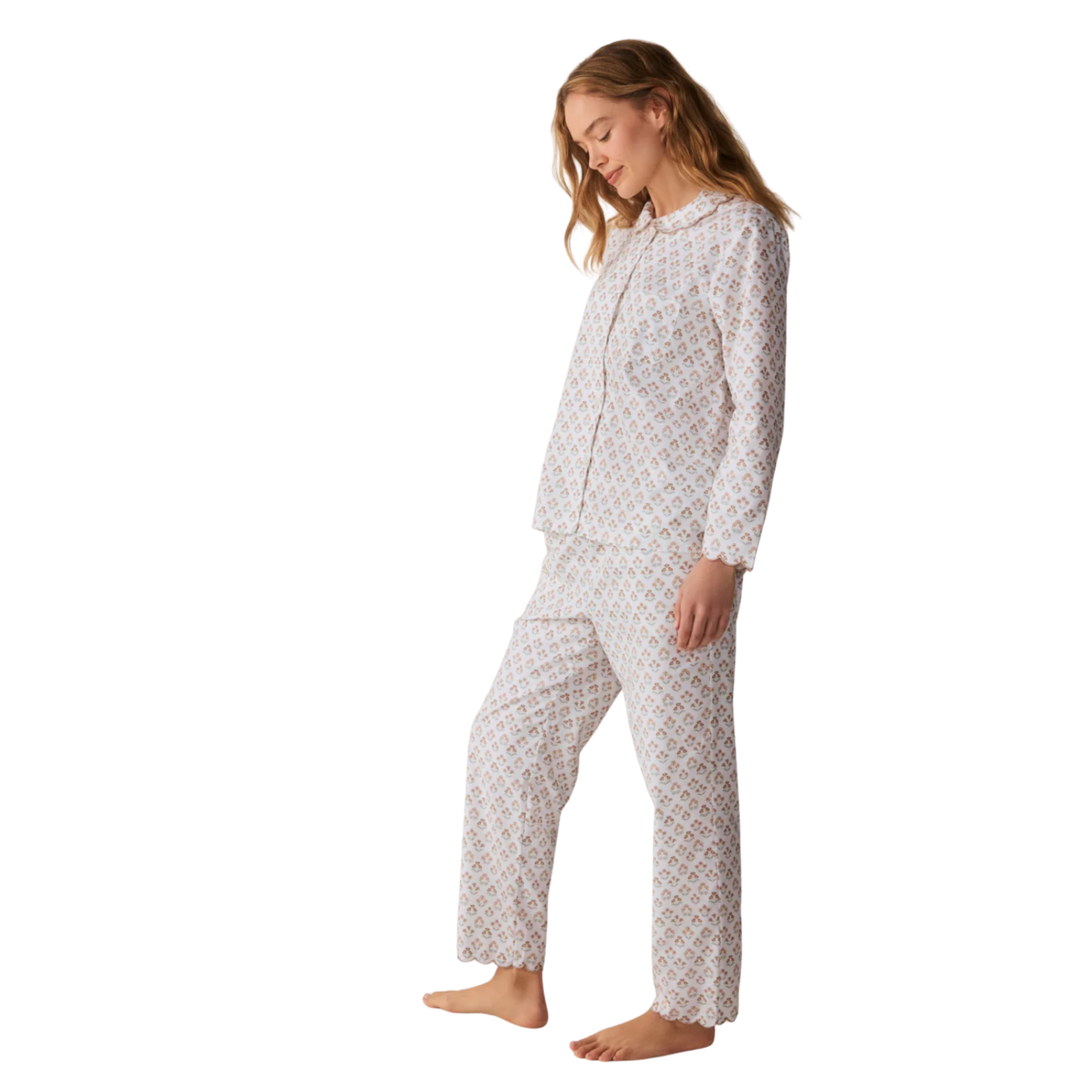 Petite Plume Women's Twill Colette Pajama Set Estate Garden