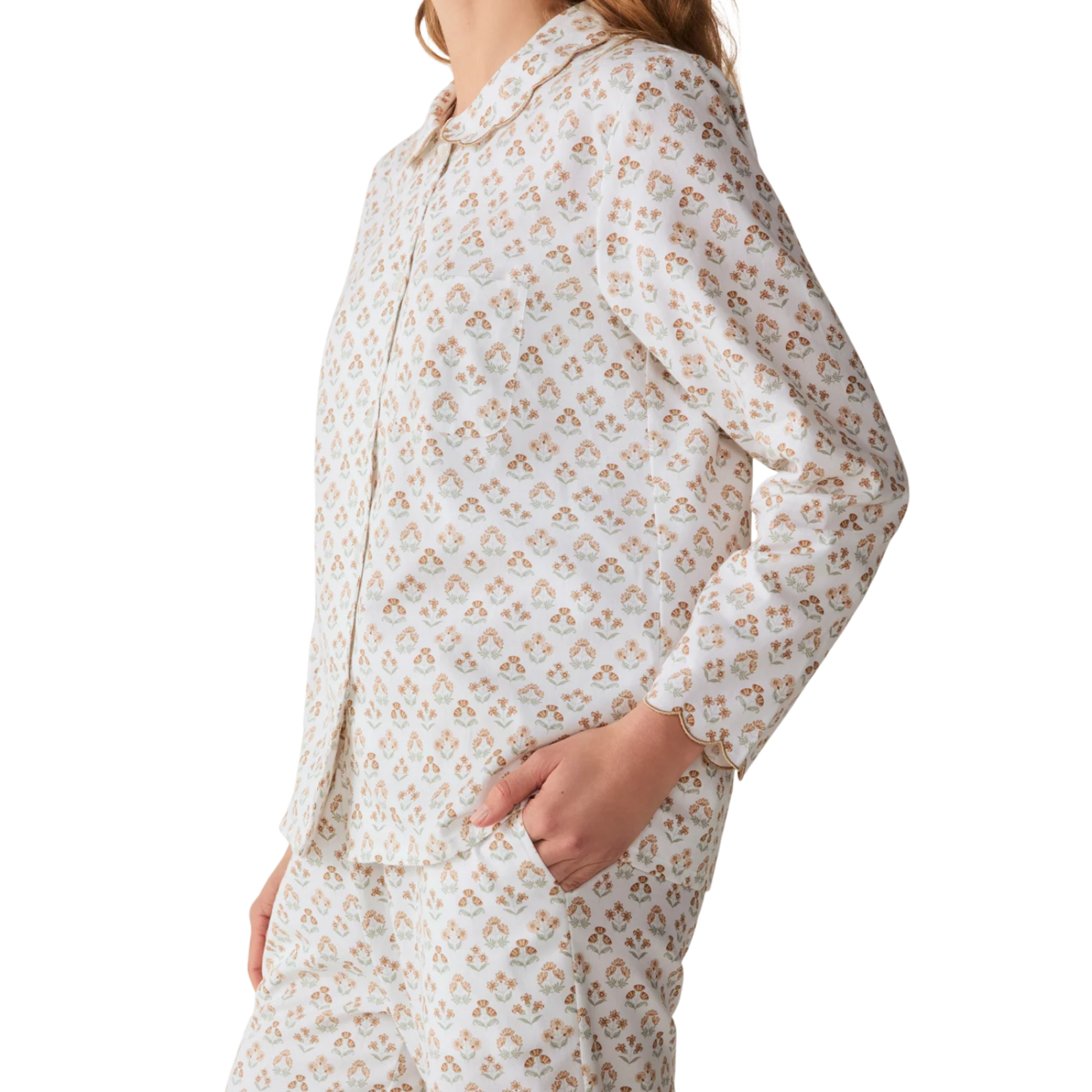 Petite Plume Women's Twill Colette Pajama Set Estate Garden