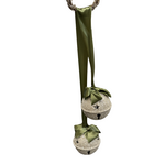 Double Hanging Jingle Bells - Silver, Moss Ribbon