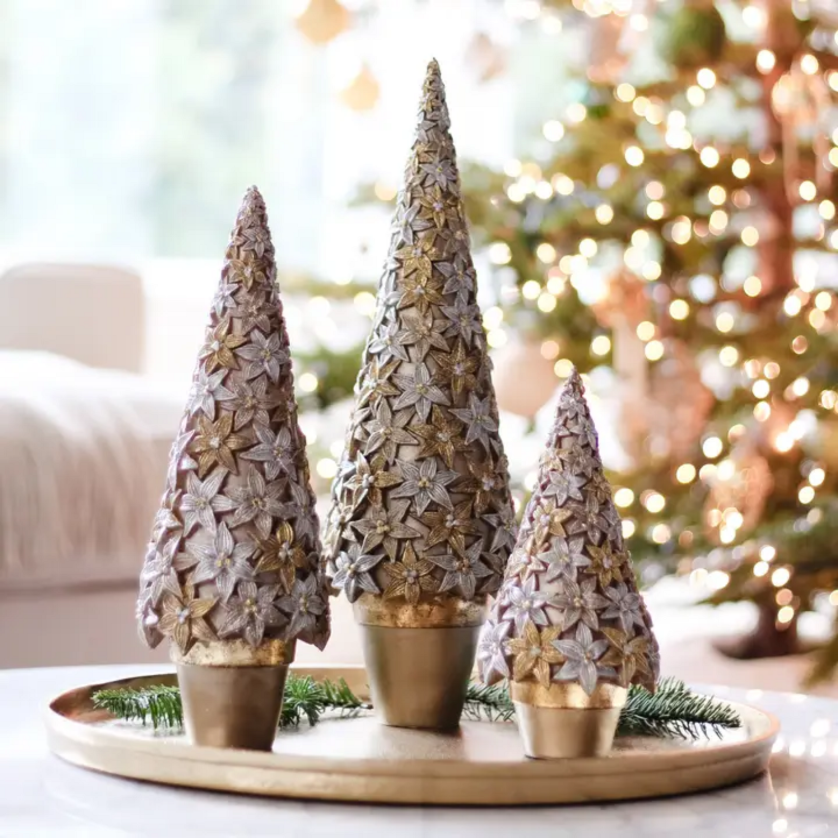 9" Stargazer Cone Tree - Dark Champagne
