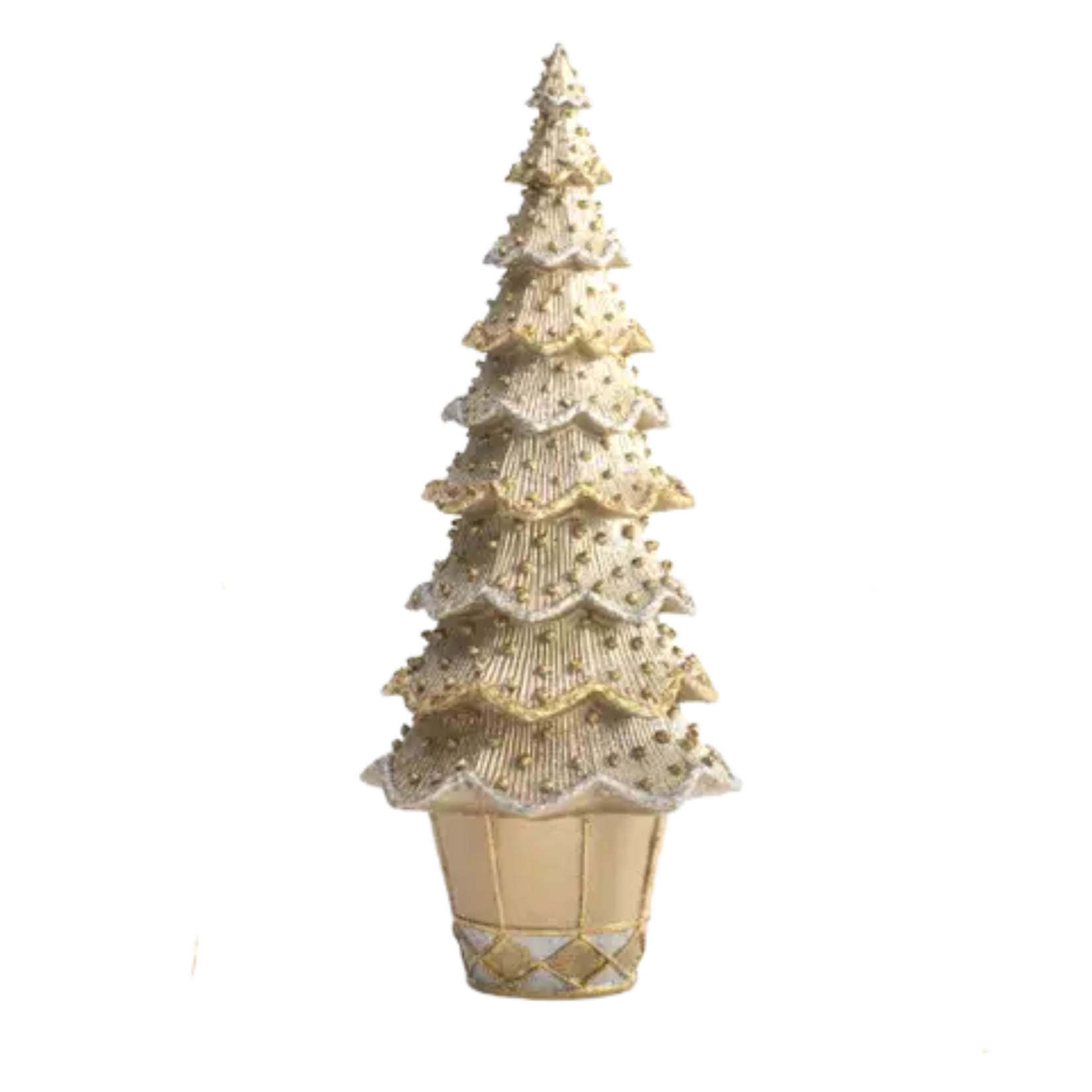 13" Layered Beaded Neo Cone Tree - Dark Champagne
