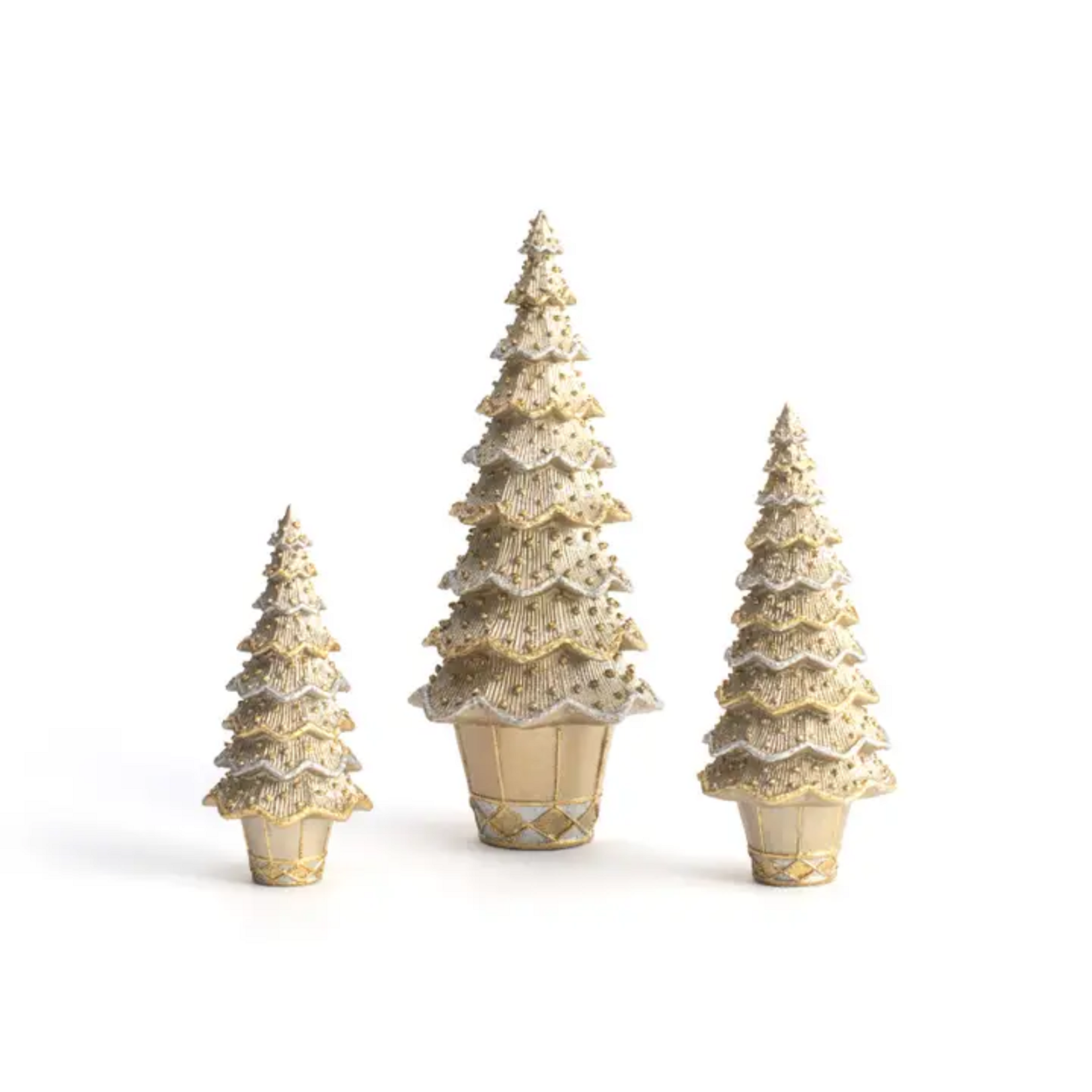 13" Layered Beaded Neo Cone Tree - Dark Champagne