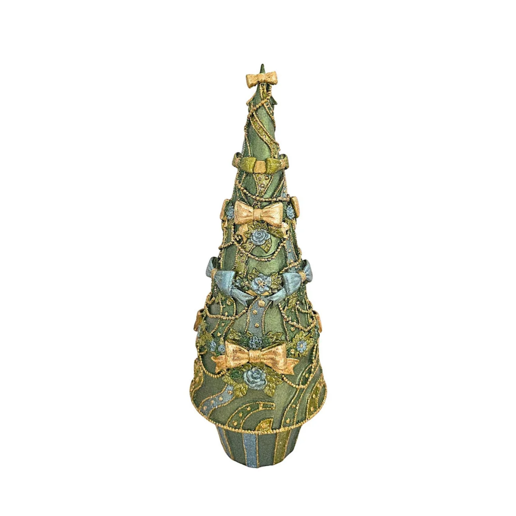 13 " Holiday Bow Cone Tree - Evergreen